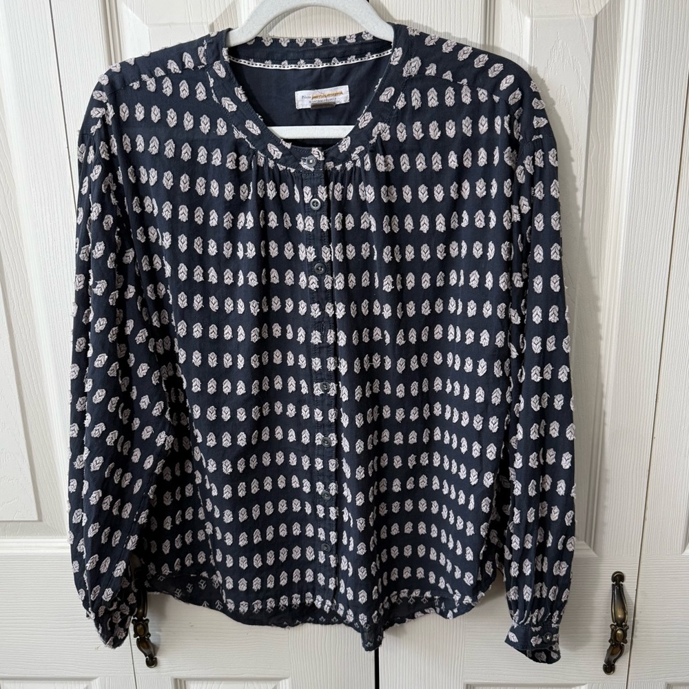 Anthropologie Pilcro Tavi Textured Button Down Top Long Sleeve Womens Size Small